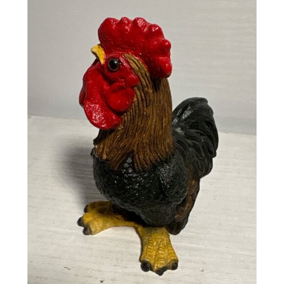Rooster Figurine Hand Painted 4" Signed 1985 Farmhouse Decor Resin - Picture 6 of 14